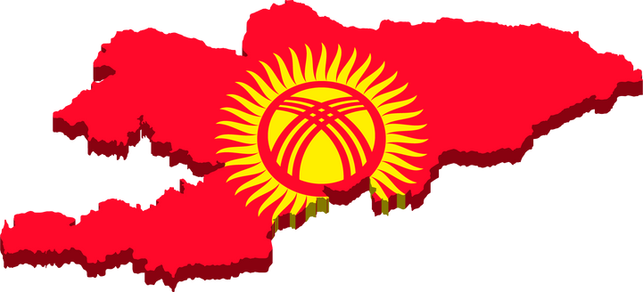 3d isometric Map of Kyrgyzstan with national flag